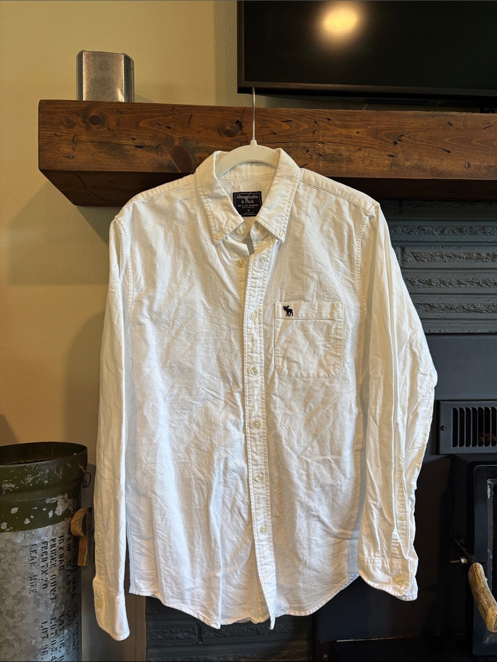 Abercrombie & Fitch White Button-Down Shirt with Chest Pocket
